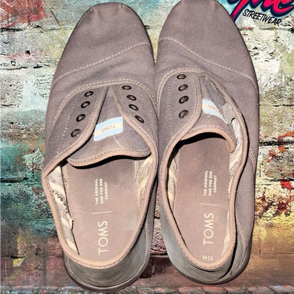 TOMS Gray Canvas Slip-On Shoes Mens